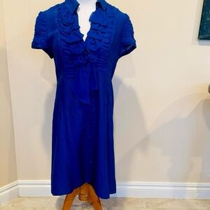 Nanette Lepore Royal Blue Ruffle Midi Dress